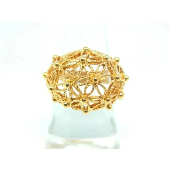 1979 Avon SPUN BLOSSOMS Filigree Ring Gold Tone Sizes 6.25 up to 7 No Box NOS - Picture 1 of 5
